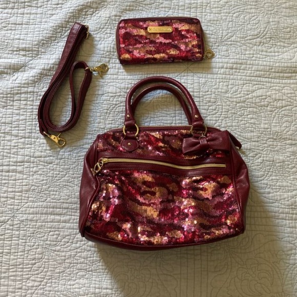 betsey johnson purse and wallet set